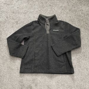 Columbia Fleece Jacket Youth Unisex Small Dark Gray 1/4 Snap Button Outdoor